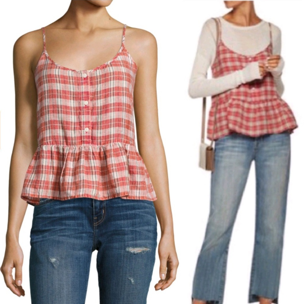 NWT Current/Elliott Workwear Peplum Plaid Top